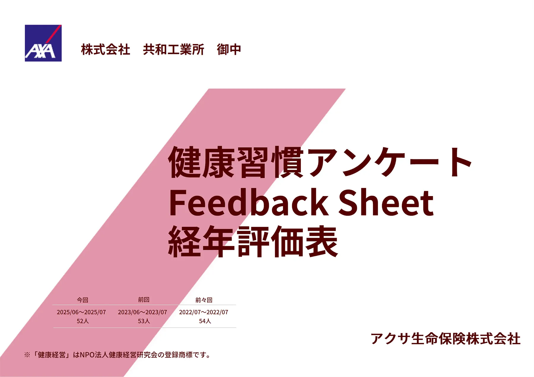 健康習慣アンケートFeedback Sheet 経年評価表 01