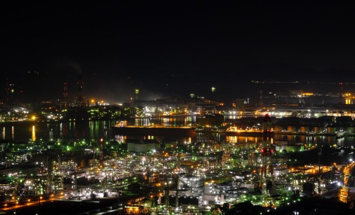 水島コンビナートの夜景