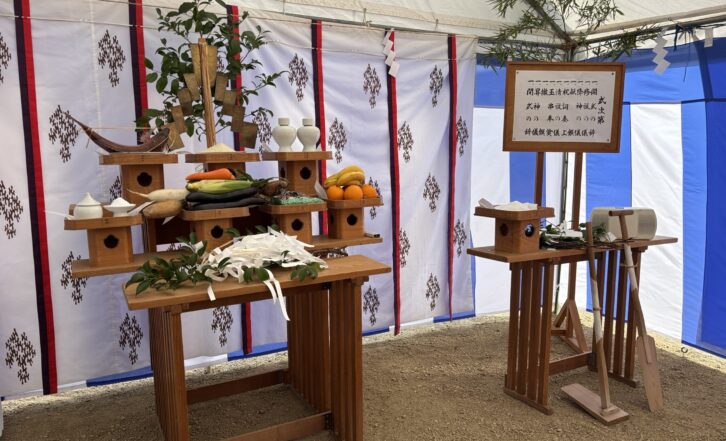 大型プレス・レーザー加工機導入に向けて、地鎮祭を実施