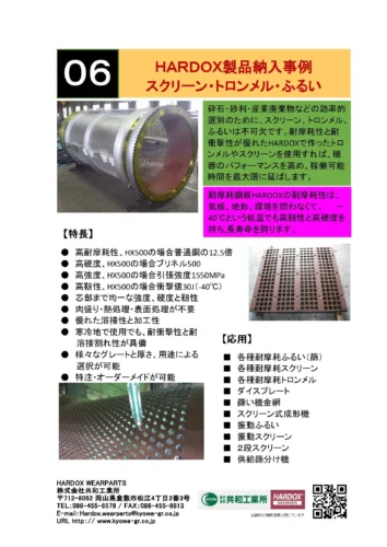 HARDOX製品納入事例 スクリーン・トロンメル・ふるい